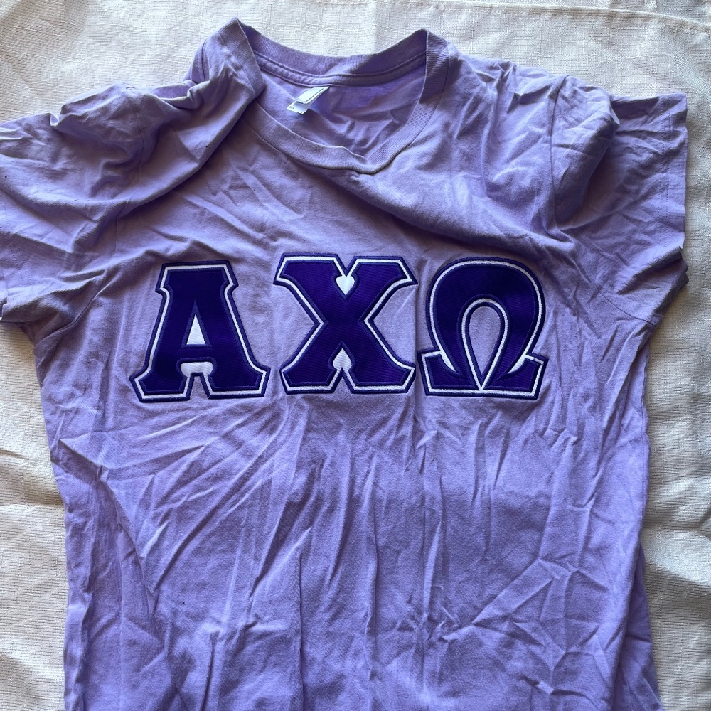Purple alpha chi omega letters